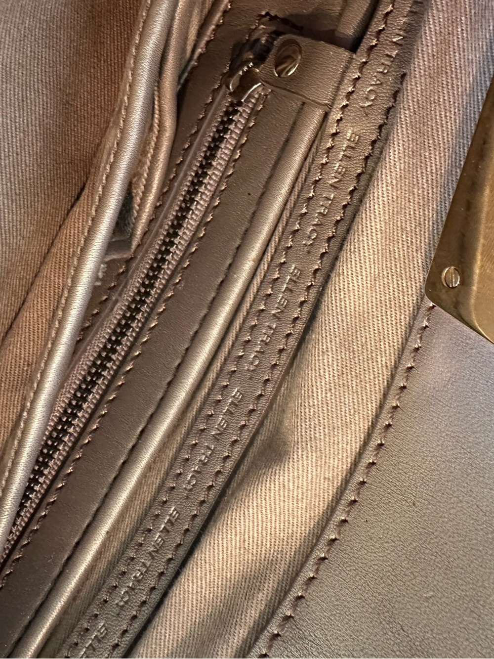 Ellen Tracy Woven Light Gold Leather Large Tote - Picture 7 of 7